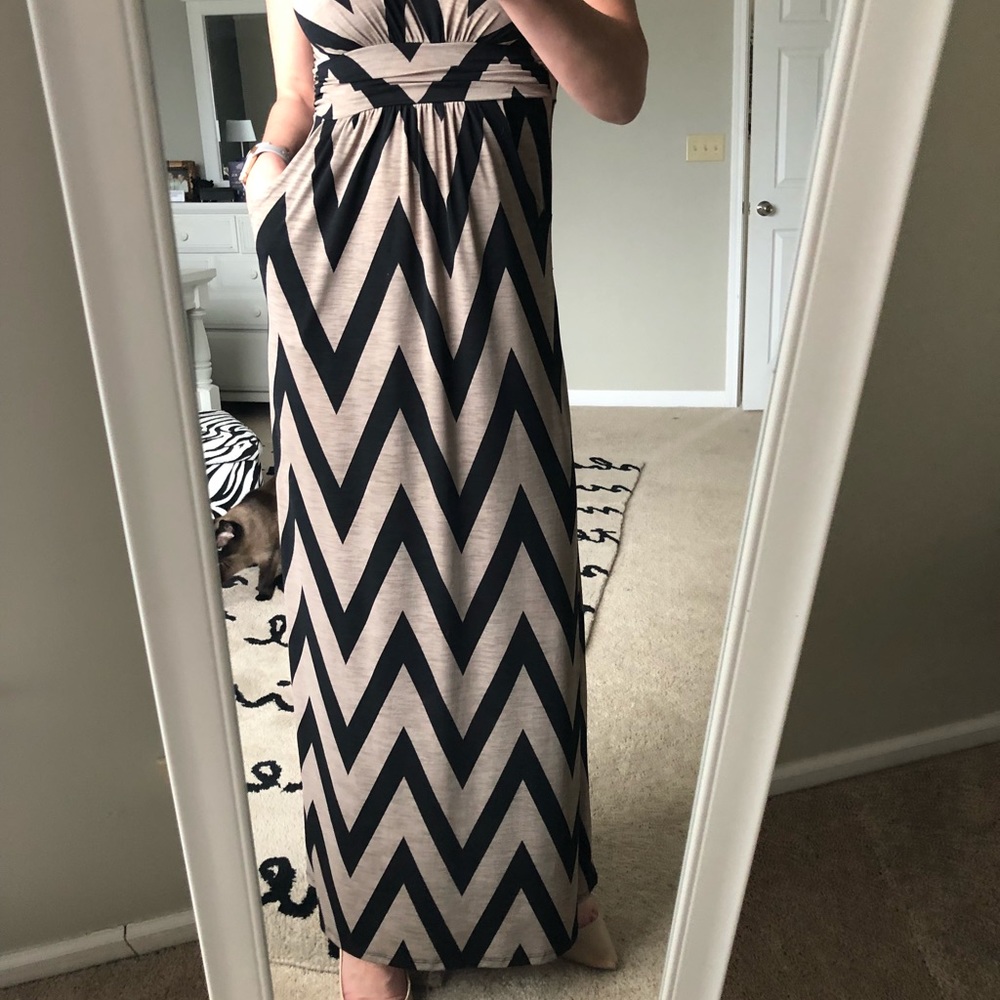 Black & Beige Chevron Maxi